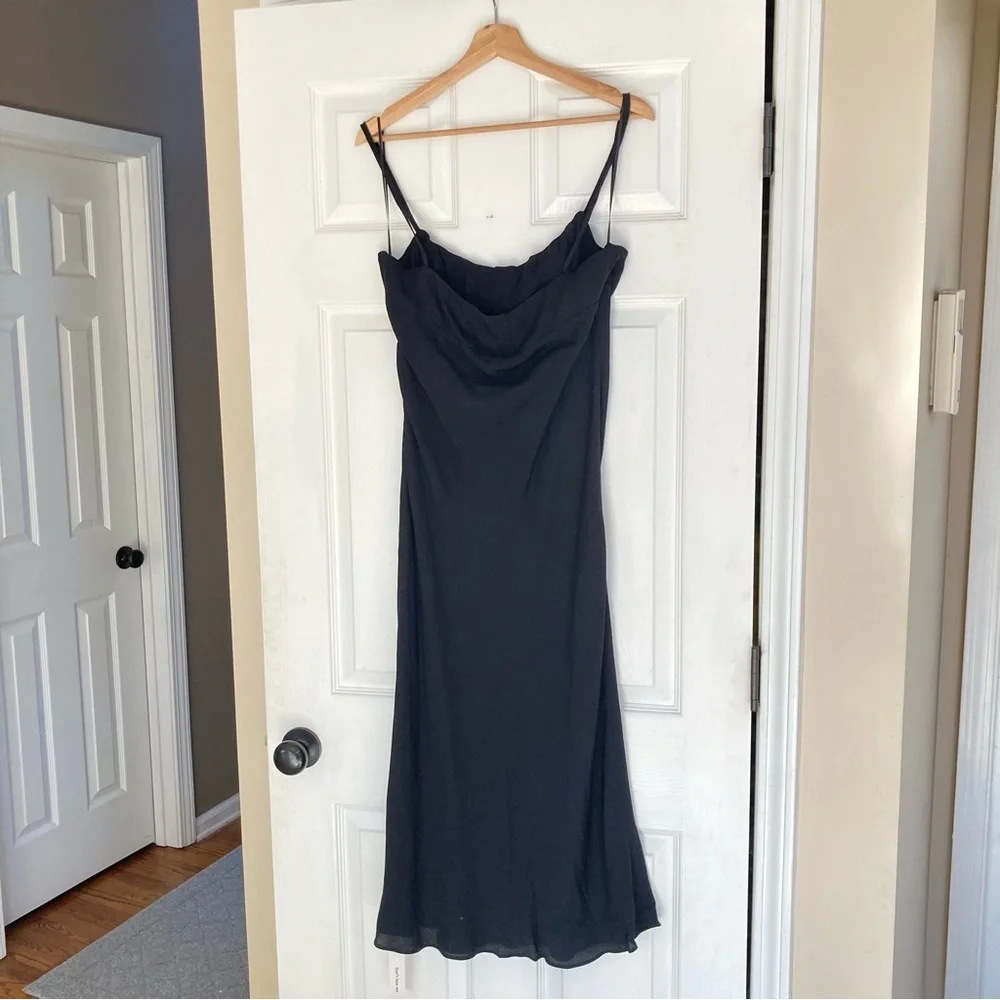 NWT Reformation Camira Dress Black Slip Midi, Size 12 - Picture 8 of 14